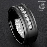 Black Tungsten Carbide Ring Inlay Wedding Ring