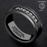 Black Tungsten Carbide Ring Inlay Wedding Ring - ringsuniverse