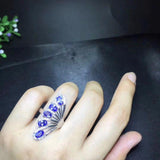 Popular Design, Fan Shape, Natural Tanzanite Ring - ringsuniverse